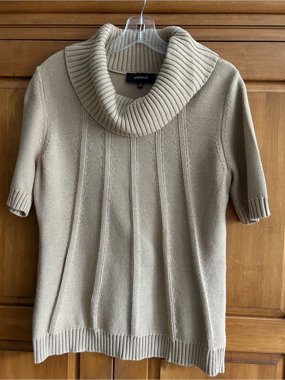 Jones New York Cream Short-Sleeve Cowl Neck Sweater Size L